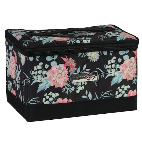 Everything Mary Black Floral Collapsible Sewing Kit Organizer Box
